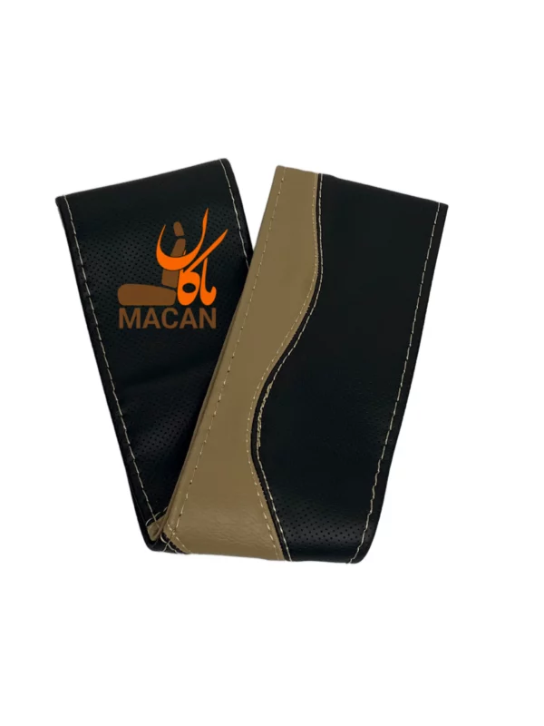 دور فرمان مشکی نوار کرم طرح D - کد: 40023