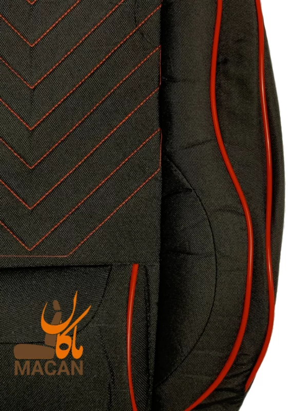 روکش صندلی سمند قدیم (مدل 94 به پایین) - طرح فانتوم - جنس جودون - رنگ مشکی - مغزی دوخت قرمز - کد: 16036